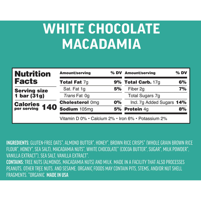 Load image into Gallery viewer, Kate's Real Food Mini Bar 1.1oz, 24/Box, White Chocolate Macadamia
