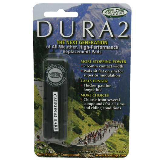 Kool Stop Dura 2 Carbon Road Cartridge Brake Pads with Water Displacement Grooves (Pair)