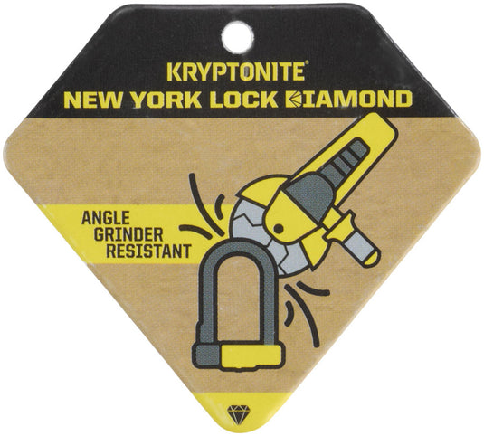 Kryptonite New York Diamond Standard, U-Lock, Key, 204x95mm, 8"x3.74", Thickness in mm: 26mm, Yellow