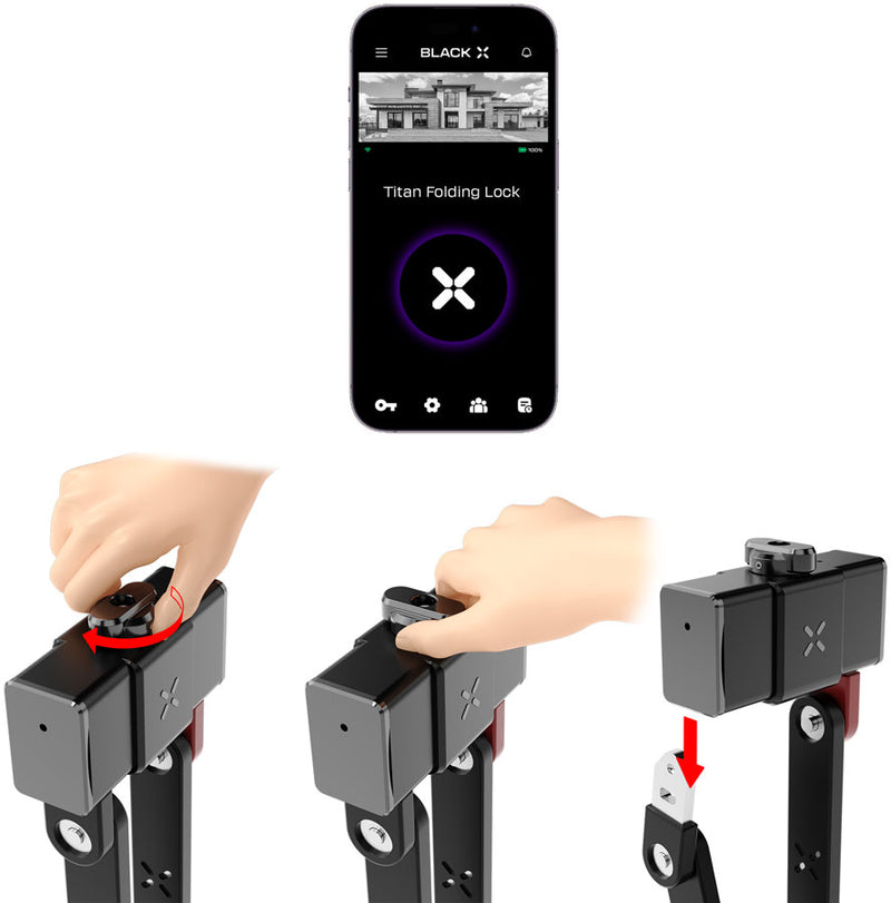 Load image into Gallery viewer, Onguard BLACK X Titan Smart Folding Lock BLE/Key SLBX-TI-FLD 31`/79cm
