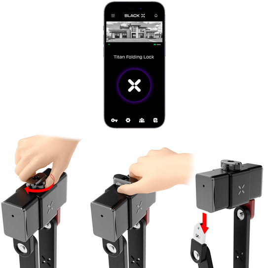 Onguard BLACK X Titan Smart Folding Lock BLE/Key SLBX-TI-FLD 31`/79cm