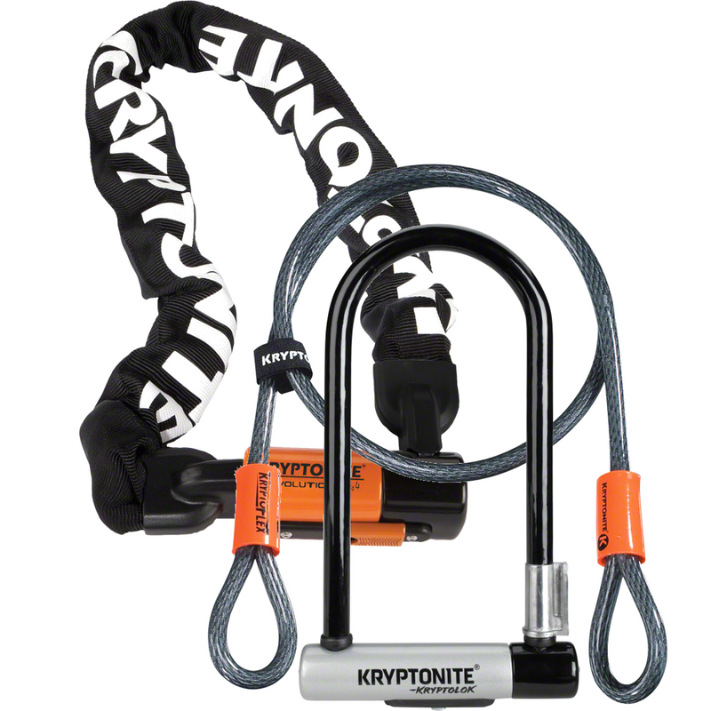 Load image into Gallery viewer, Secure Bicycle Lock Bundle: Kryptonite Evolution 4 Chain &amp; KryptoLok U-Lock with Cables
