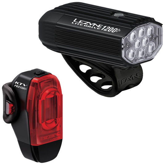 Lezyne-Lite-Drive-1200-KTV-Drive-Pro-Headlight-&-Taillight-Set-Flash-LGST0288