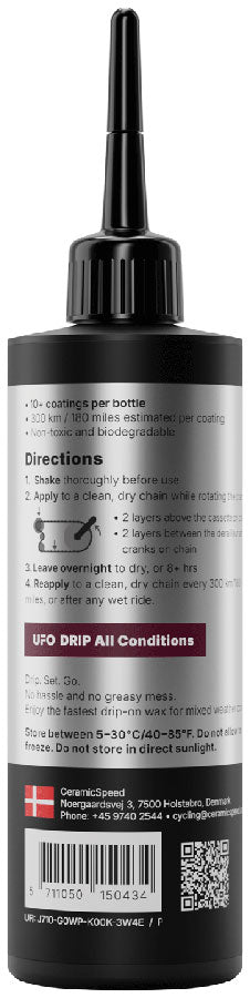 CeramicSpeed UFO Drip All Conditions Chain Lubricant 100ml - Each
