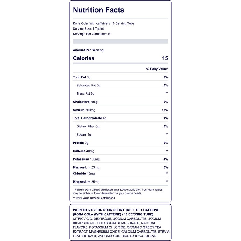 Load image into Gallery viewer, Nuun Sport + Caffeine Drink Mix, Kona Cola, Box of 8, 10 servings, 8pcs
