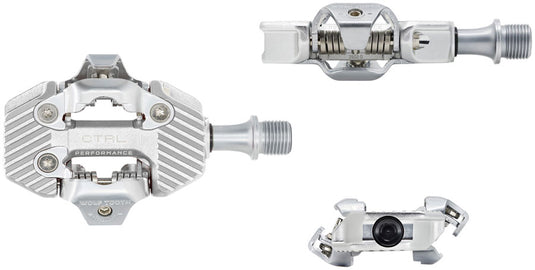 Wolf Tooth CTRL Trail Performance Clipless Pedals - Dual Sided Clipless, Alloy, 9/16", Raw Silver, Pair, Shimano SPD