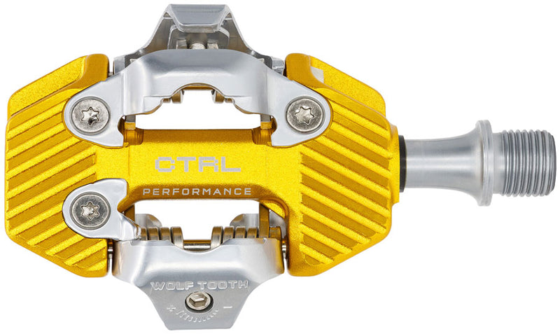 Load image into Gallery viewer, Wolf Tooth CTRL Trail Performance Clipless Pedals - Dual Sided Clipless, Alloy, 9/16", Gold, Pair, Shimano SPD
