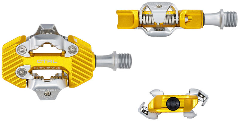 Load image into Gallery viewer, Wolf Tooth CTRL Trail Performance Clipless Pedals - Dual Sided Clipless, Alloy, 9/16", Gold, Pair, Shimano SPD
