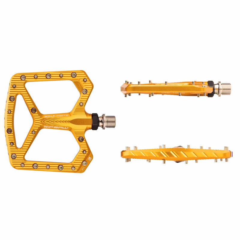 Load image into Gallery viewer, Wolf Tooth Ripsaw Aluminum Pedals Gold
