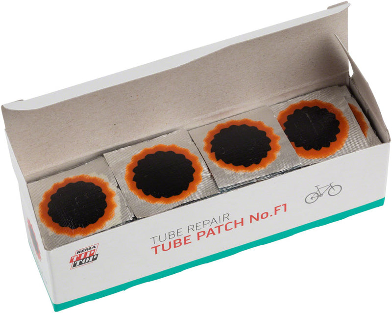 Load image into Gallery viewer, 2 Pack Rema F0-P 25mm Round Tube Patch Box of 100 Seamless Tube Repair Patch Kit
