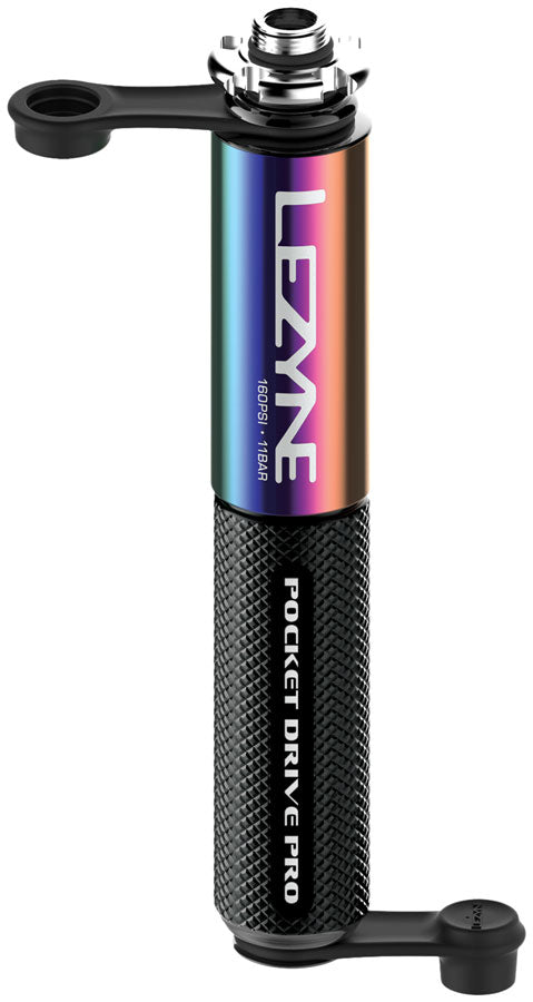 Lezyne Pocket Drive Pro Pump, 141mm, 160psi, ABS flip chuck, Multicolor