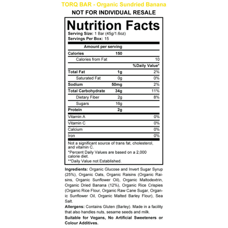 Load image into Gallery viewer, Torq Organic Energy Bar, Sundried Banana, 15/Count NLS
