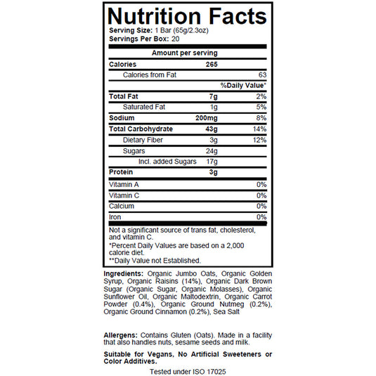 Torq Explore Bar, Organic Carrot Cake, 20/Count