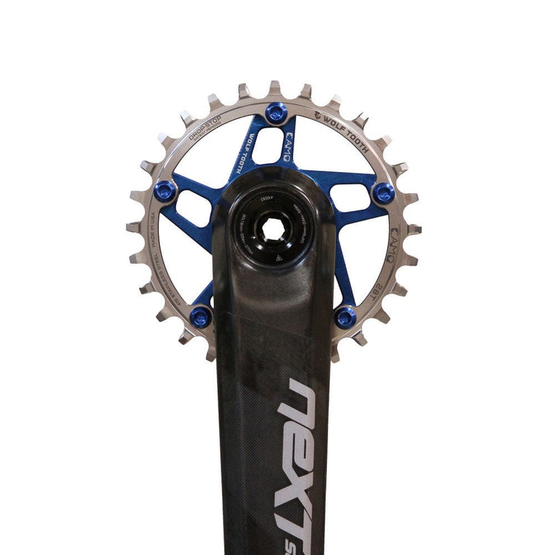 Load image into Gallery viewer, Wolf Tooth CAMO Direct Mount Spider For Race Face Cinch P2 Reverse Dish (57mm chainline / +3mm offset) Blue
