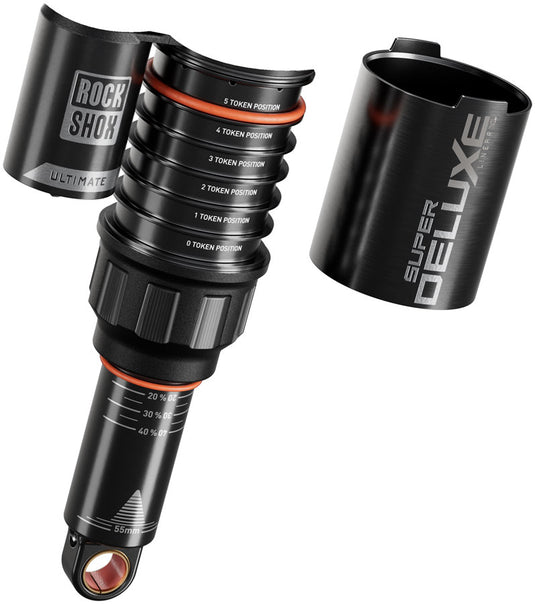 RockShox Super Deluxe Ultimate D1, Rear shock, 185x50, Shaft Eyelet: Trunnion, Body Eyelet: Standard, Token Loc 2,
