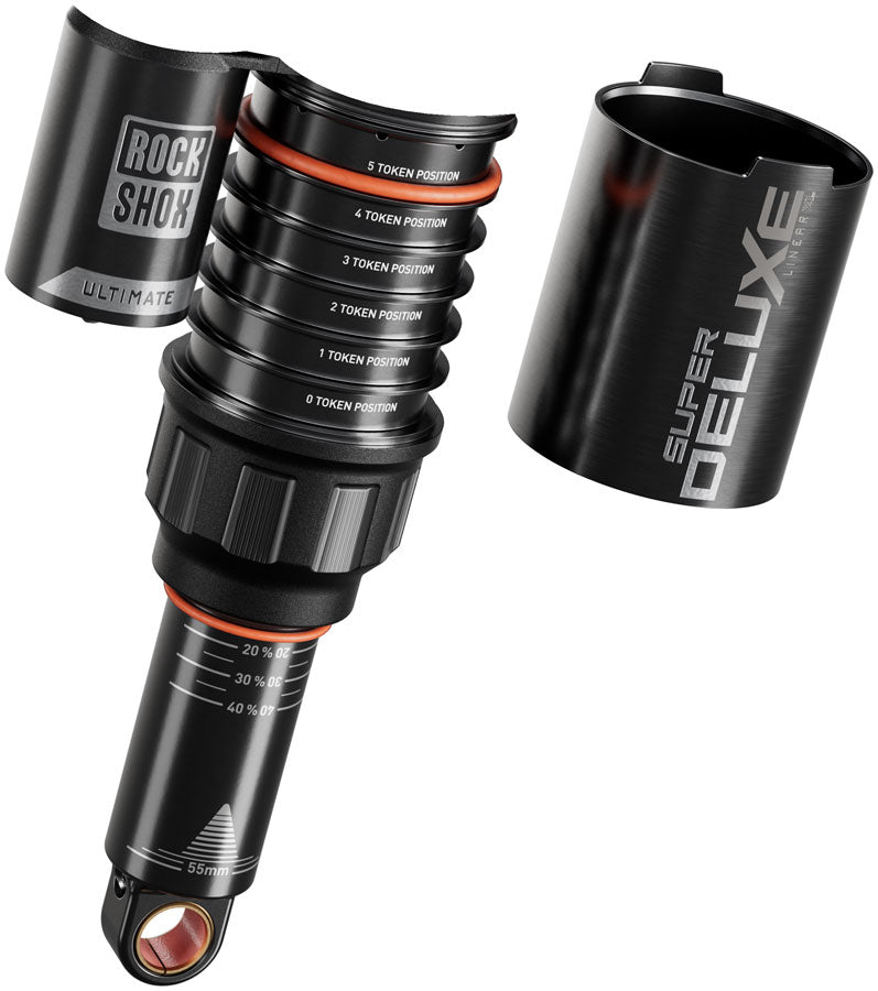 Load image into Gallery viewer, RockShox Super Deluxe Ultimate D1, Rear shock, 185x52.5, Shaft Eyelet: Trunnion, Body Eyelet: Standard, Token Loc 2,
