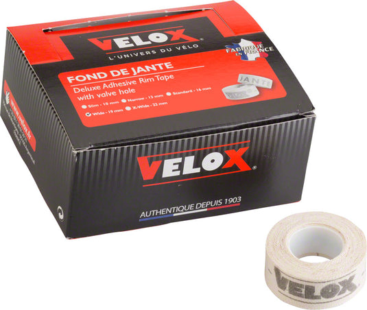 Pack of 2 Velox 19mm Cloth Rim Tape Box of 10 Rolls Adhesive Rim Strips