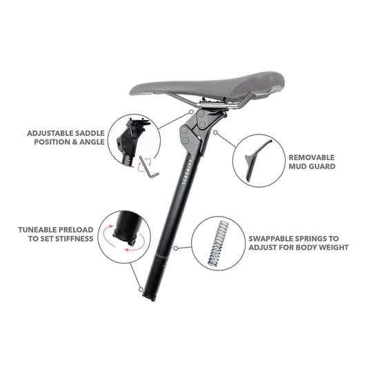 Redshift Sports ShockStop Endurance Suspension Seatpost, 30.9 x 400 Bl