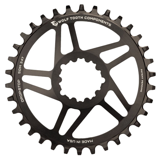 Wolf Tooth Direct Mount Chainring - 34t, SRAM Direct Mount, Drop-Stop B, For BB30 Short Spindle Cranksets, 0mm Offset,