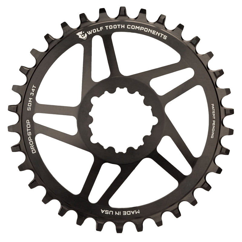 Load image into Gallery viewer, Wolf Tooth Drop Stop Chainring 28t SRAM Direct Mount 6mm Offset Aluminum Black
