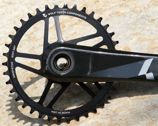 Wolf Tooth Direct Mount Chainring - 28t, SRAM Direct Mount, Drop-Stop B, For SRAM 3-Bolt Boost Cranks, 3mm Offset, Black