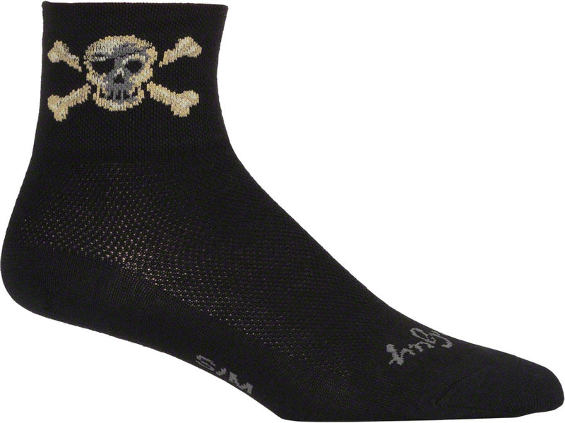 Load image into Gallery viewer, 2 Pack SockGuy Pirate Sock Black LG/XL Double Stitched Heel and Toe Mesh Upper
