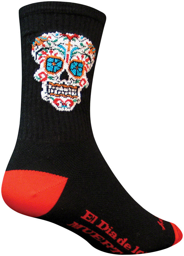 Load image into Gallery viewer, 2 Pack SockGuy Crew El Dia De Los Muertos Socks 6inch Black Large X-Large Unisex
