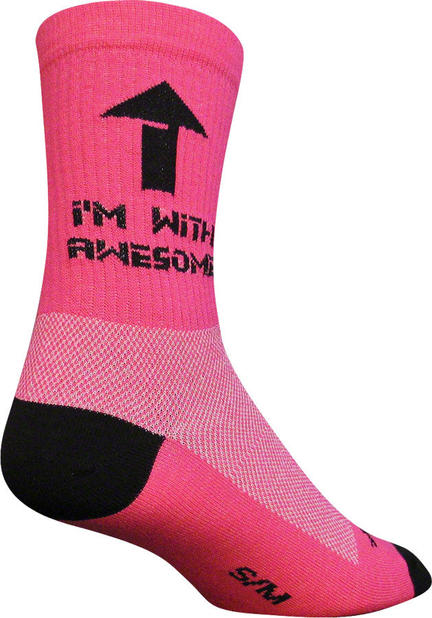 Load image into Gallery viewer, Pack of 2 SockGuy Crew I'm With Awesome Socks 6 inch Pink Large X-Large Unisex
