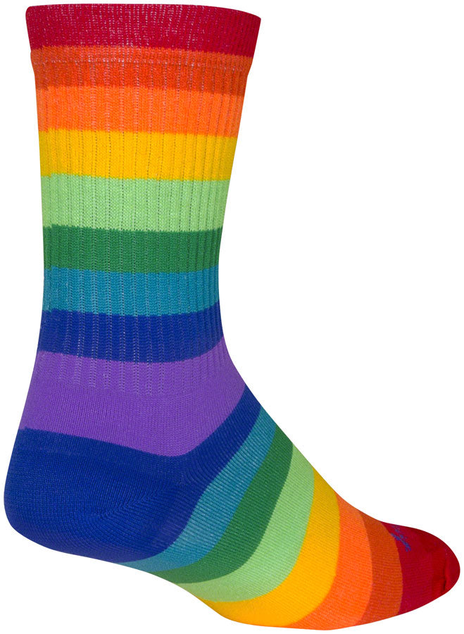 Load image into Gallery viewer, SockGuy Crew Fabulous Socks - 6", Rainbow, Small/Medium

