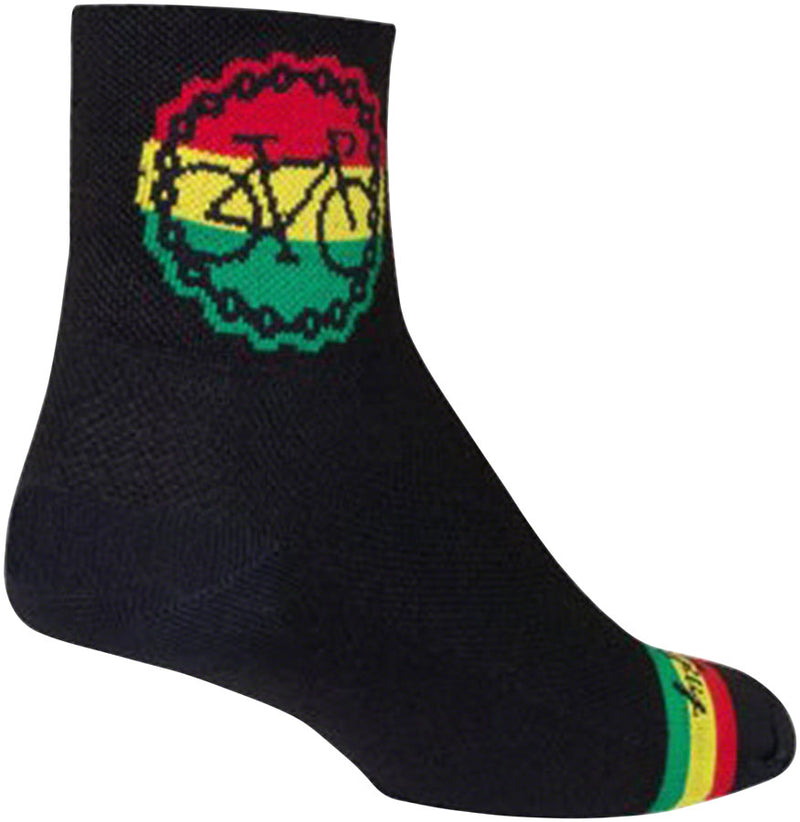 Load image into Gallery viewer, SockGuy Classic Rasta Ride Socks - 3", Black/Rasta, Small/Medium
