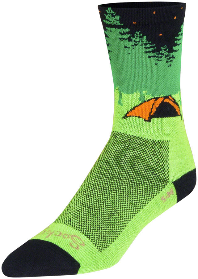 Load image into Gallery viewer, SockGuy Off the Grid Crew Socks - 6", Green/Black/Brown, Small/Medium
