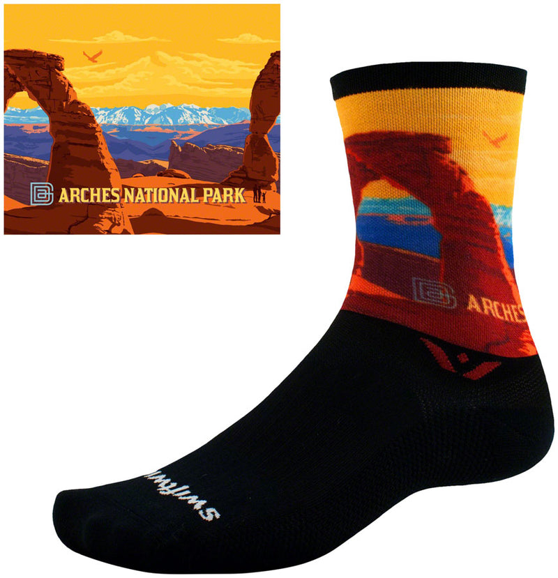 Load image into Gallery viewer, Swiftwick Vision Impression National Park Crew Socks - 6", Arches, X-Large
