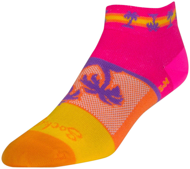 Load image into Gallery viewer, SockGuy Tropical Classic Low Socks - 1 inch, Pink/Yellow/Orange, Women's, S/M
