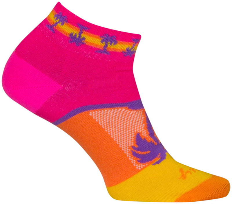 Load image into Gallery viewer, SockGuy Tropical Classic Low Socks - 1 inch, Pink/Yellow/Orange, Women's, S/M
