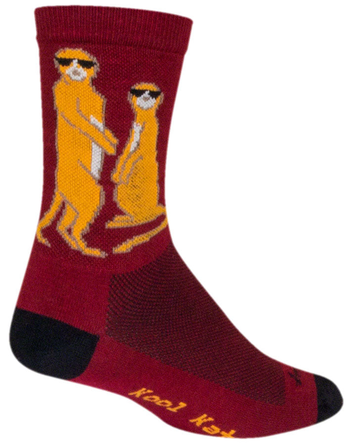 Load image into Gallery viewer, SockGuy Crew Kool Kats Socks - 6", Burgundy, Large/X-Large
