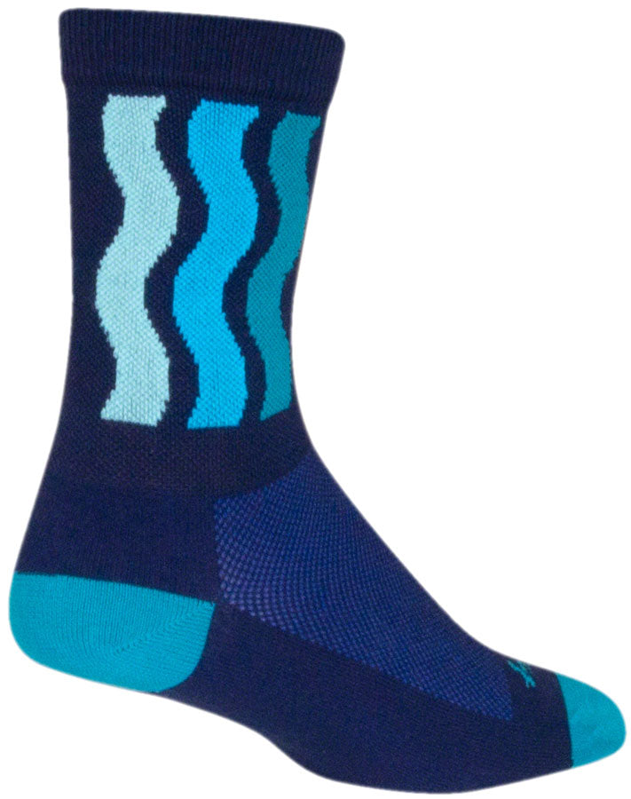 Load image into Gallery viewer, SockGuy Crew Ripple Socks - 6", Blue, Small/Medium
