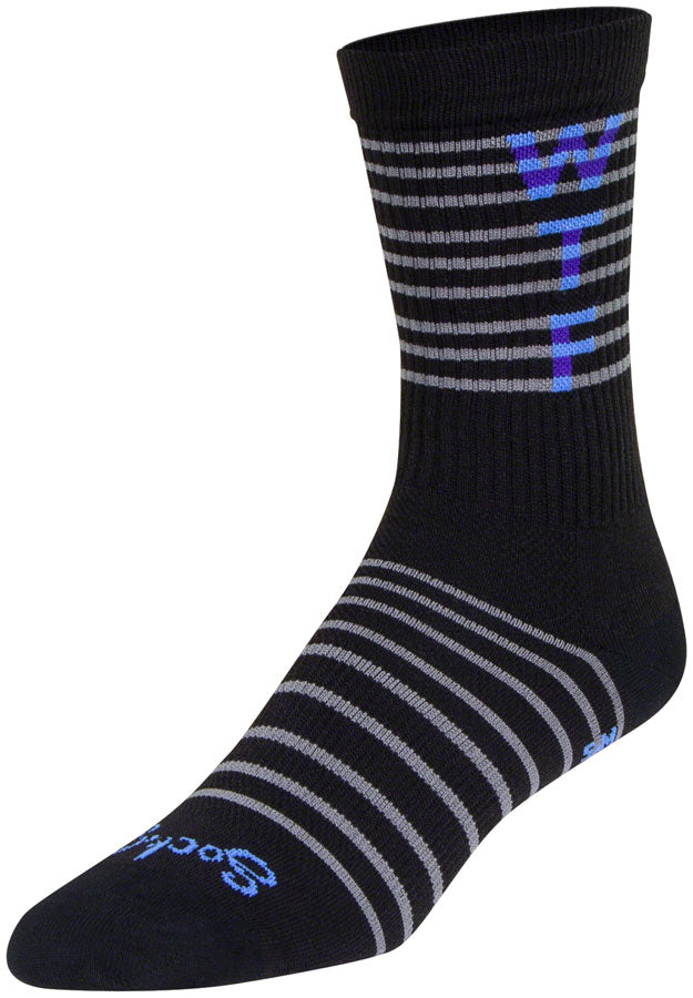 Load image into Gallery viewer, Sockguy WTF 2.0 Crew 6" Socks, 9-13, Black/Gray
