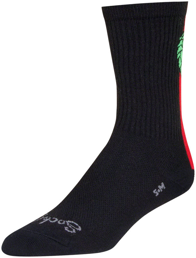 Load image into Gallery viewer, SockGuy Crew Hoppyness Socks - 6", Black, Small/Medium
