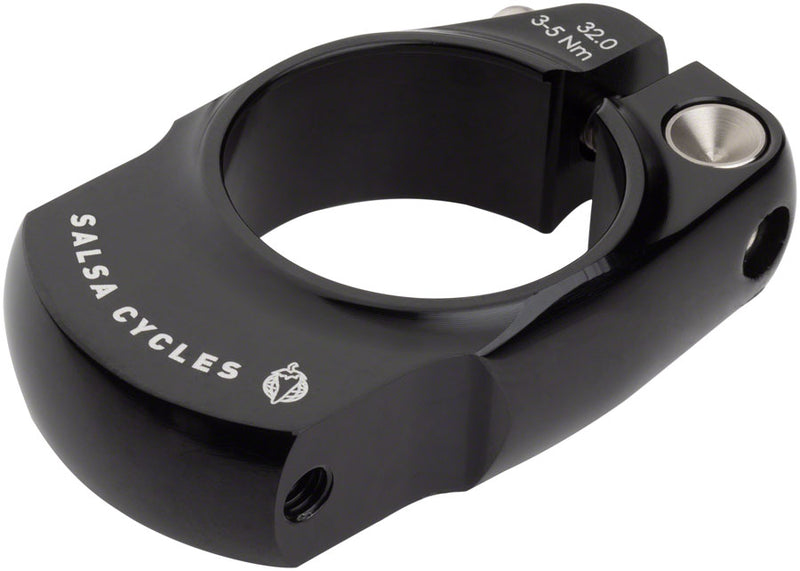 Load image into Gallery viewer, Salsa Rack-Lock Seat Collar Rack Mount 32.0 Black Rear Mounted Aluminum Clamp
