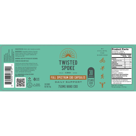 Twisted Spoke CBD Full Spectrum CBD Nano Capsules, 30ct, 25mg
