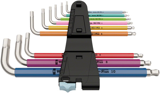 Wera 3950 SPKL Hex Wrench 9pcs Set, Multicolor Long Arm Hex, Set, Metric