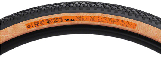 WTB Vulpine S Tire - 700 x 45, TCS Tubeless, Folding, Black/Tan, Light/Fast Rolling, Dual DNA, SG
