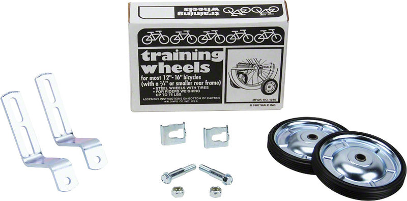 Load image into Gallery viewer, Wald 1216 USA Steel Training Wheels Kit for 12-16" Bikes with Rubber Tread &amp; Secure Mounting
