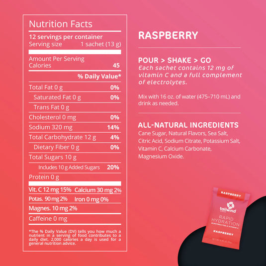 Tailwind Nutrition Rapid Hydration, Raspberry, 11oz