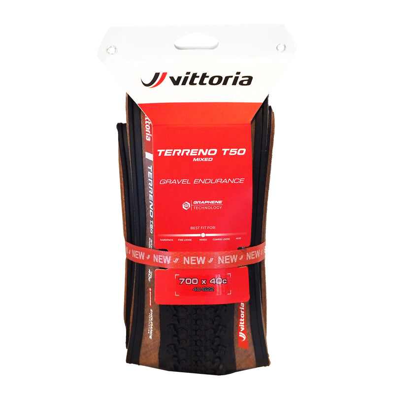 Load image into Gallery viewer, Vittoria Terreno T50 Mixed Tire - 700 x 55, Tubeless, Folding, Black/Brown, Gravel Endurance, Graphene, G2.0, E-Bike
