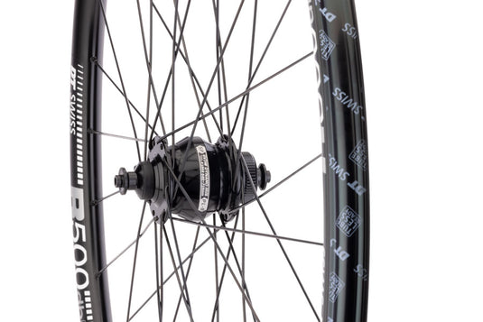 Quality Wheels SP Dynamo PL-8/DT R500 Front Wheel - 700, QR x 100mm, Center-Lock, Black, 32H