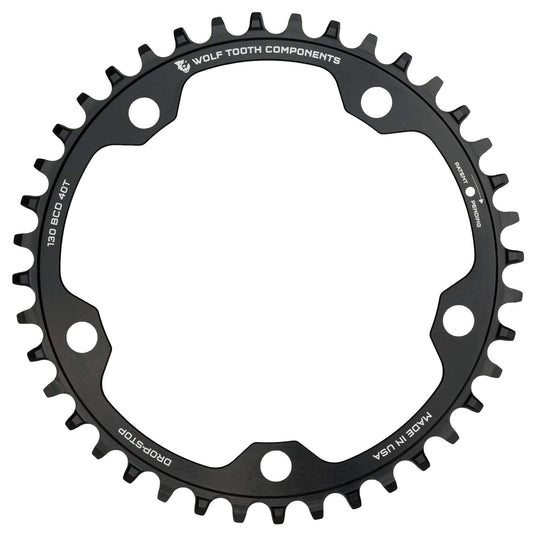 Wolf Tooth Chainring 44t 130 BCD 5-Bolt 10/11/12-Spd Alloy Blk Road Cyclocros