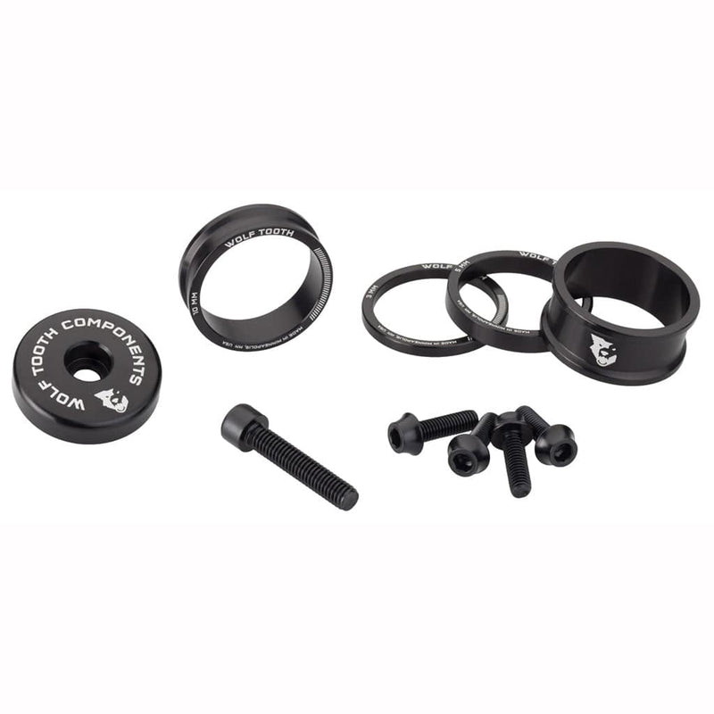 Load image into Gallery viewer, Wolf Tooth Aluminum Espresso Anodized Bike Stem &amp; Spacer Kit - Lightweight 6061-T6 Alloy
