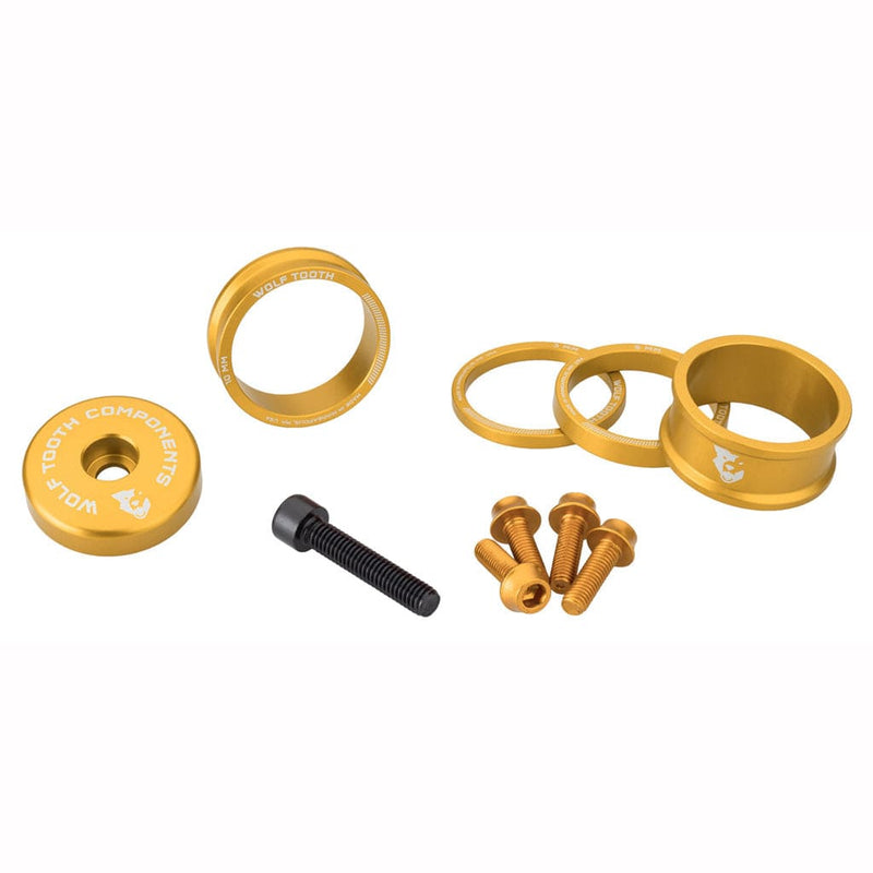 Load image into Gallery viewer, Wolf Tooth Raw Silver Headset BlingKit with Spacer Set &amp; Integrated Top Cap
