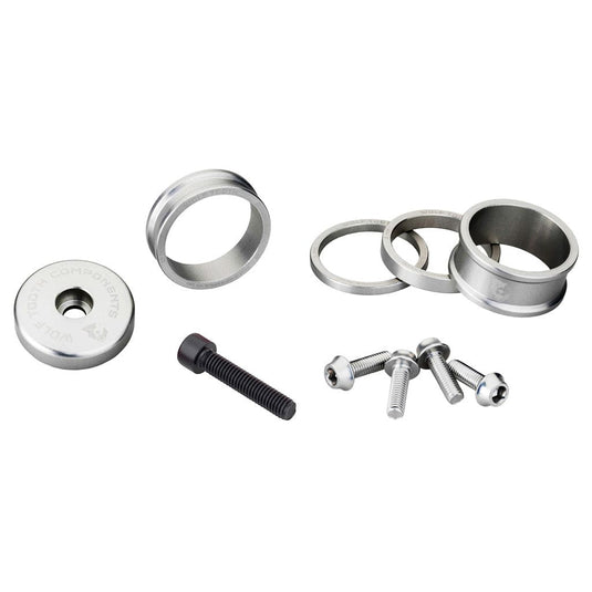 Wolf Tooth Raw Silver Headset BlingKit with Spacer Set & Integrated Top Cap